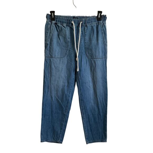 J. Crew Soft Denim Pull On Straight Leg Drawstring Waist Jeans - Size 27 - Picture 1 of 5